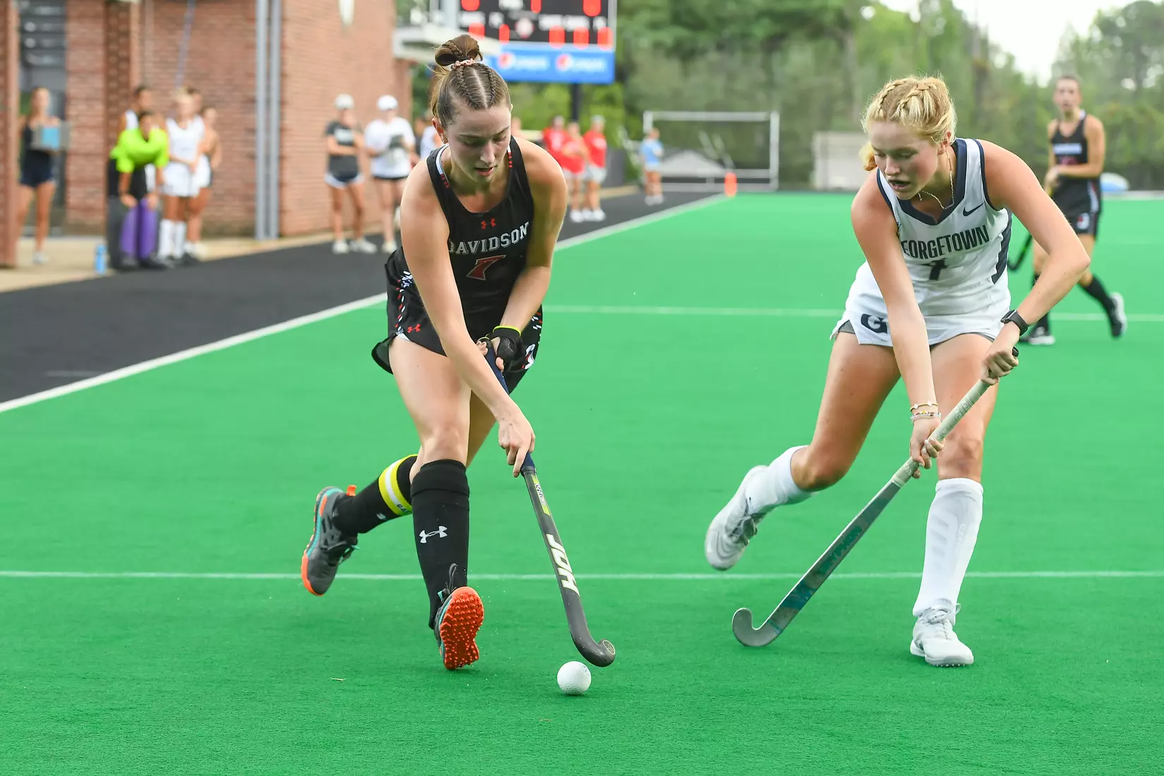 Davidson takes on Georgetown in non-conference field hockey action at Carol Grotnes Belk Turf Field on Friday, August 26, 2022 in Davidson, North Carolina.