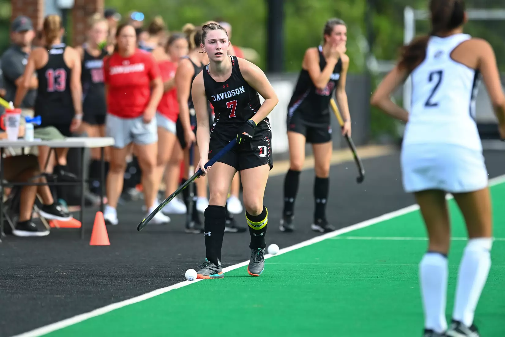 Davidson takes on Georgetown in non-conference field hockey action at Carol Grotnes Belk Turf Field on Friday, August 26, 2022 in Davidson, North Carolina.