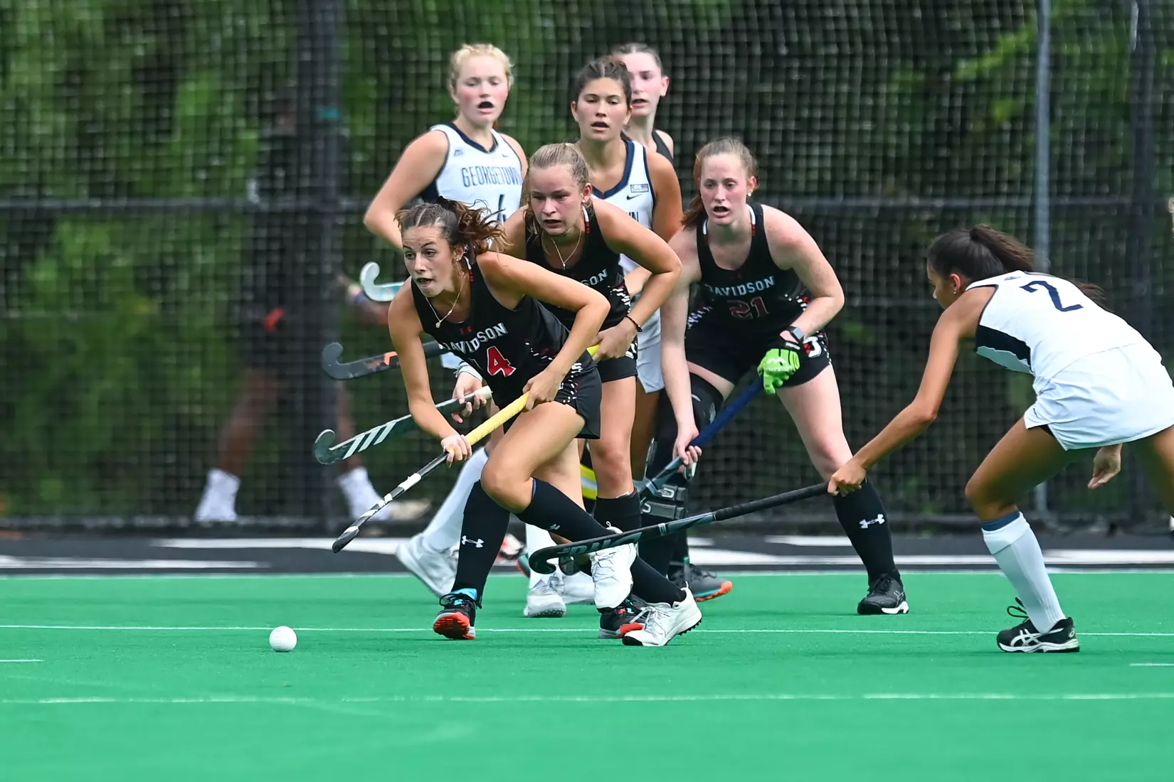 Davidson takes on Georgetown in non-conference field hockey action at Carol Grotnes Belk Turf Field on Friday, August 26, 2022 in Davidson, North Carolina.
