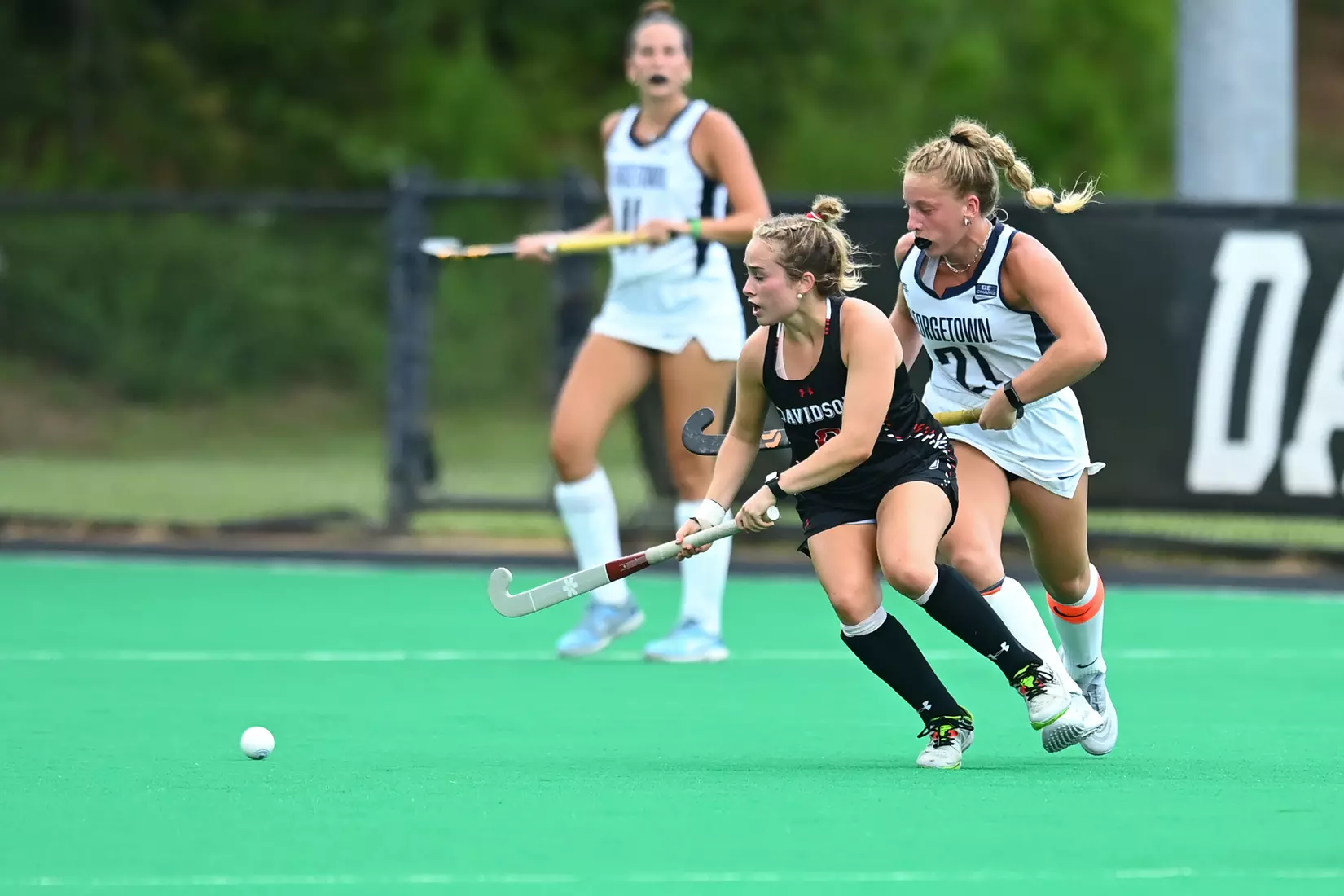 Davidson takes on Georgetown in non-conference field hockey action at Carol Grotnes Belk Turf Field on Friday, August 26, 2022 in Davidson, North Carolina.