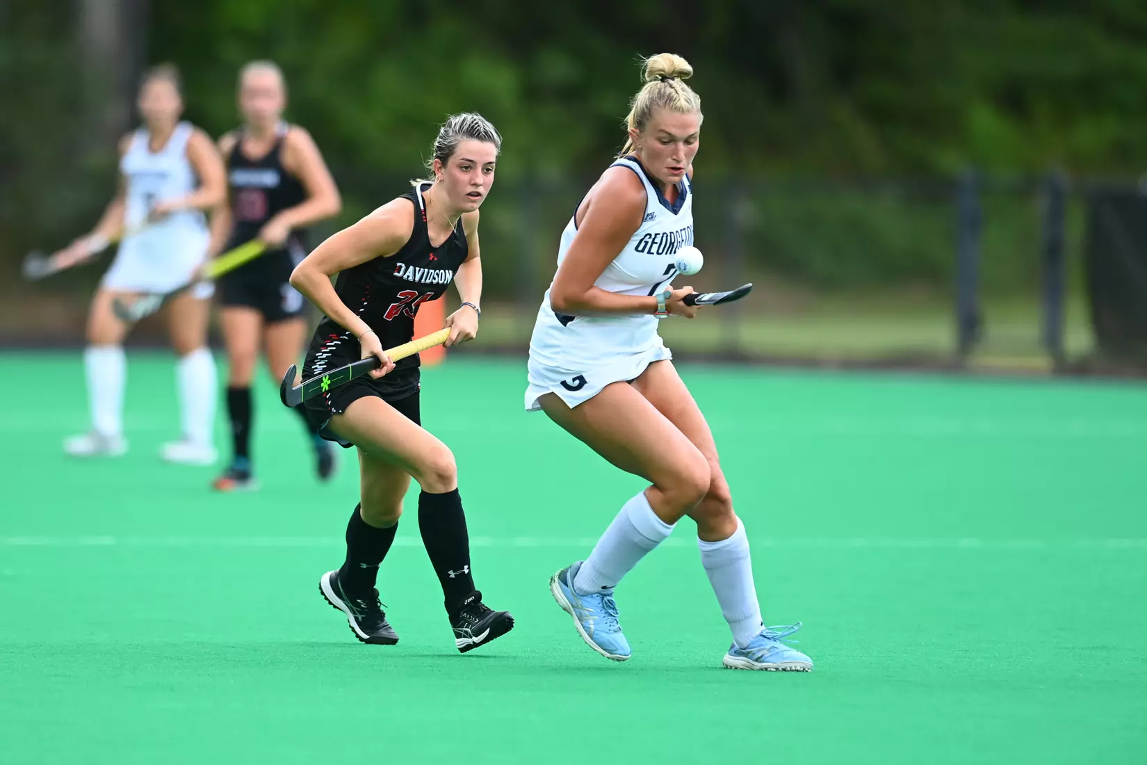 Davidson takes on Georgetown in non-conference field hockey action at Carol Grotnes Belk Turf Field on Friday, August 26, 2022 in Davidson, North Carolina.