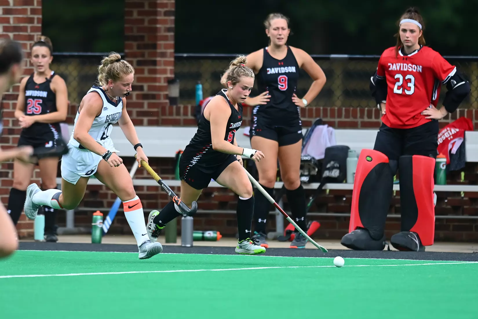 Davidson takes on Georgetown in non-conference field hockey action at Carol Grotnes Belk Turf Field on Friday, August 26, 2022 in Davidson, North Carolina.
