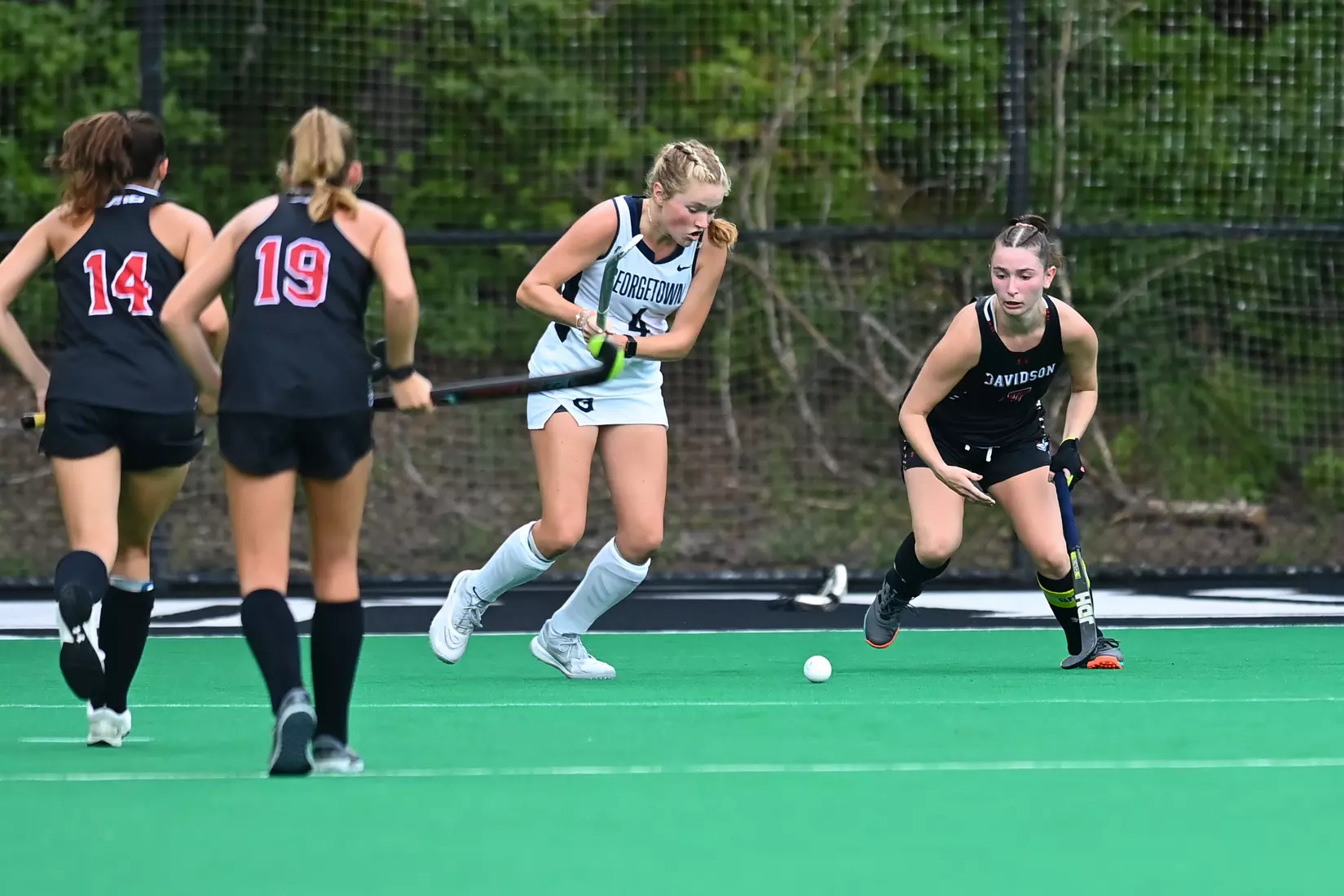 Davidson takes on Georgetown in non-conference field hockey action at Carol Grotnes Belk Turf Field on Friday, August 26, 2022 in Davidson, North Carolina.