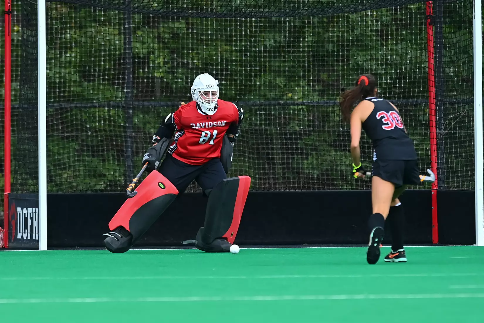Davidson takes on Georgetown in non-conference field hockey action at Carol Grotnes Belk Turf Field on Friday, August 26, 2022 in Davidson, North Carolina.