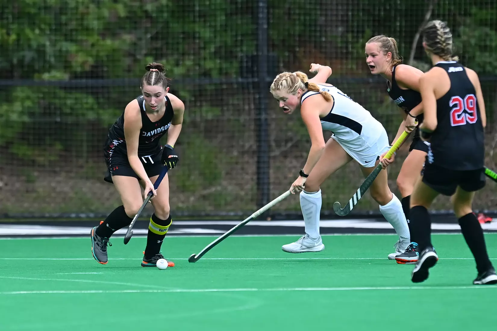 Davidson takes on Georgetown in non-conference field hockey action at Carol Grotnes Belk Turf Field on Friday, August 26, 2022 in Davidson, North Carolina.