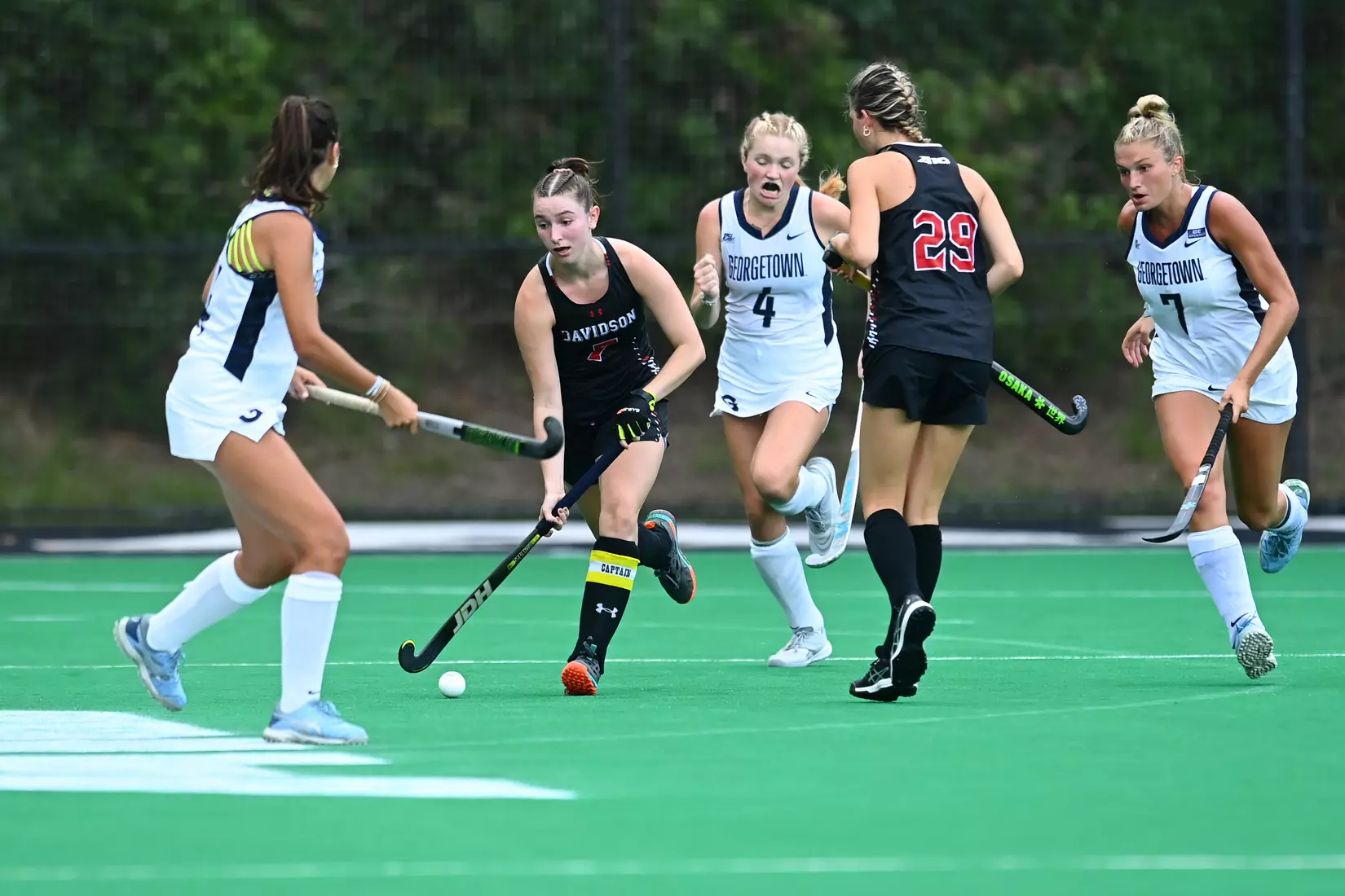 Davidson takes on Georgetown in non-conference field hockey action at Carol Grotnes Belk Turf Field on Friday, August 26, 2022 in Davidson, North Carolina.