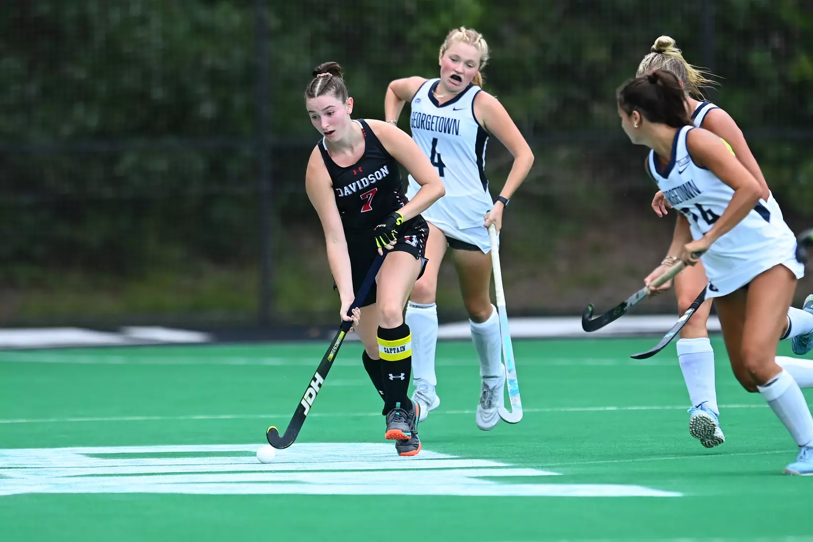 Davidson takes on Georgetown in non-conference field hockey action at Carol Grotnes Belk Turf Field on Friday, August 26, 2022 in Davidson, North Carolina.