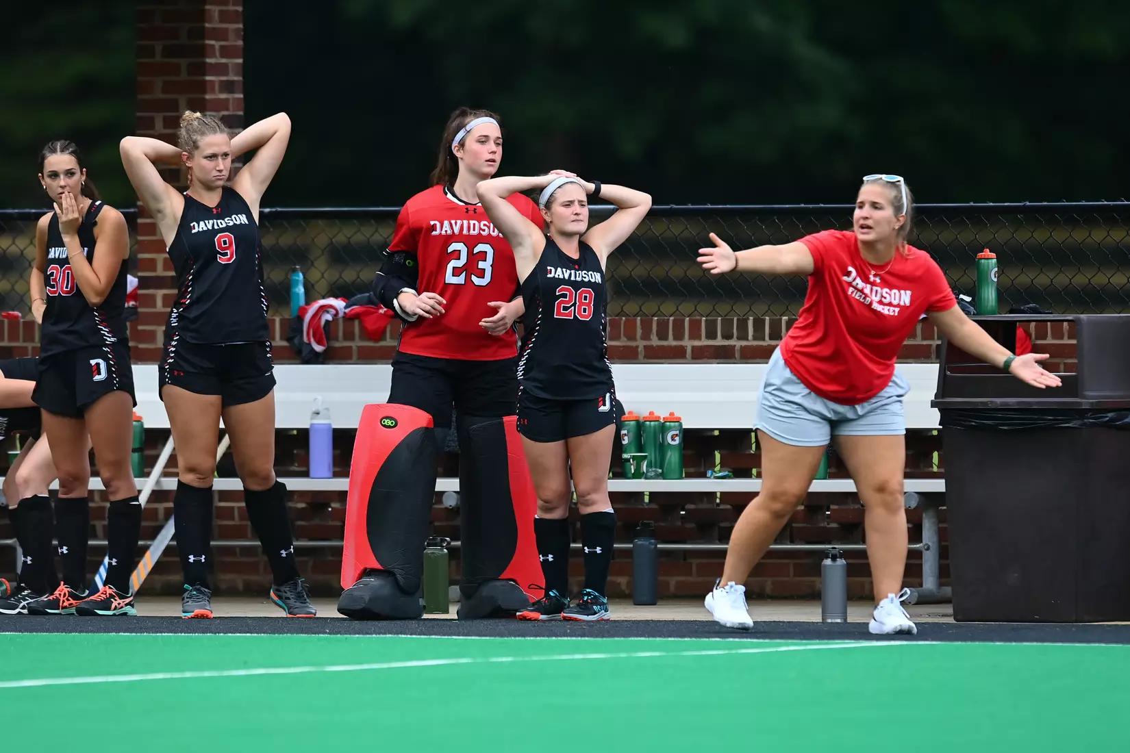 Davidson takes on Georgetown in non-conference field hockey action at Carol Grotnes Belk Turf Field on Friday, August 26, 2022 in Davidson, North Carolina.
