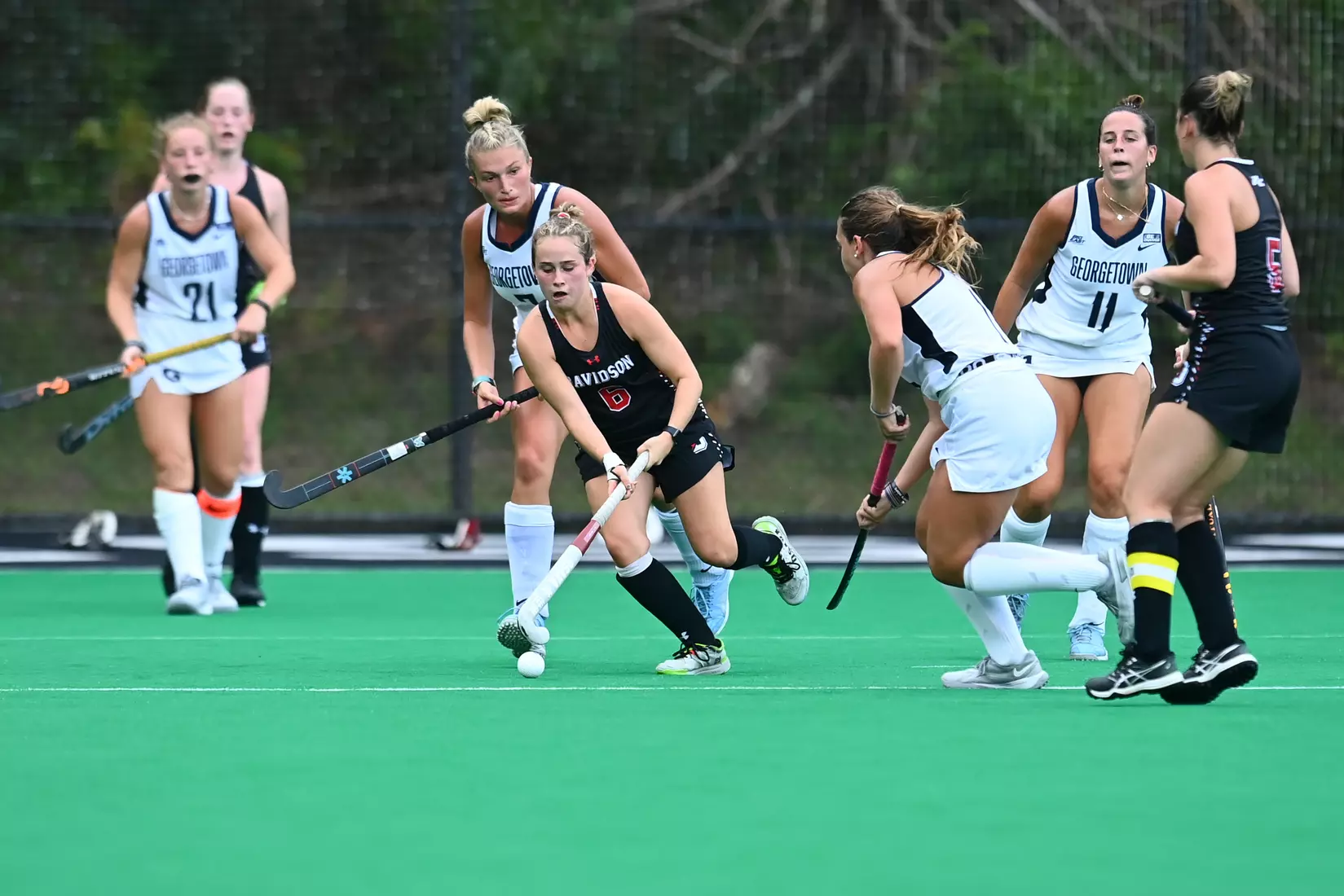 Davidson takes on Georgetown in non-conference field hockey action at Carol Grotnes Belk Turf Field on Friday, August 26, 2022 in Davidson, North Carolina.