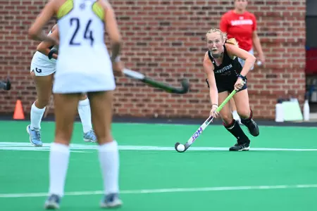 Davidson takes on Georgetown in non-conference field hockey action at Carol Grotnes Belk Turf Field on Friday, August 26, 2022 in Davidson, North Carolina.