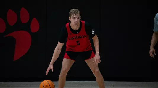 Grant Huffman dribbling at practice