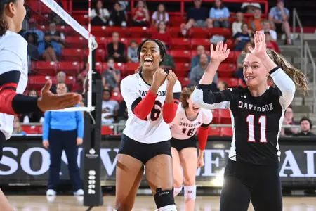 Davidson takes on Dayton in A-10 women’s volleyball action at Belk Arena on Friday, October 13, 2023 in Davidson, North Carolina. Tim Cowie/DavidsonPhotos.com
