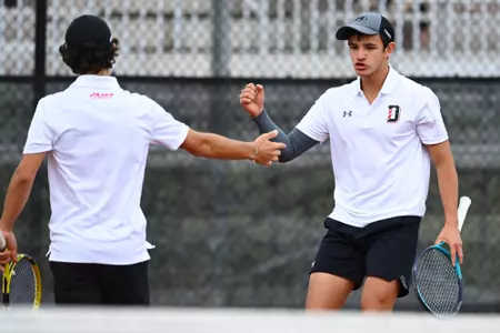 Davidson takes on Dayton in A10 men’s tennis action at the Davidson Tennis Courts on Friday, April 08, 2022 in Davidson, North Carolina.