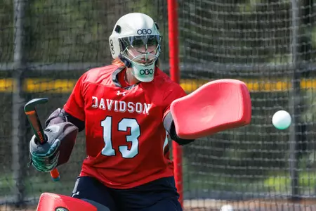 Davidson takes on Belmont Abby in non-conference exhibition women's field hockey action at Carol Grotnes Belk Turf Field on Monday, August 21, 2023 in Davidson, North Carolina.