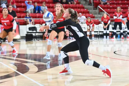 Davidson takes on Queens in non-conference volleyball action at the 2023 Wildcat Classic at Belk Arena on Friday, September 01, 2023 in Davidson, North Carolina. Tim Cowie/DavidsonPhotos.com