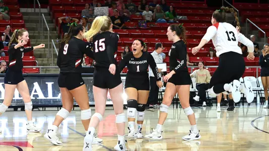 Davidson takes on George Mason in A-10 women’s volleyball action at Belk Arena on Saturday, October 05, 2024 in Davidson, North Carolina. Credit - Tim Cowie/DavidsonPhotos.com