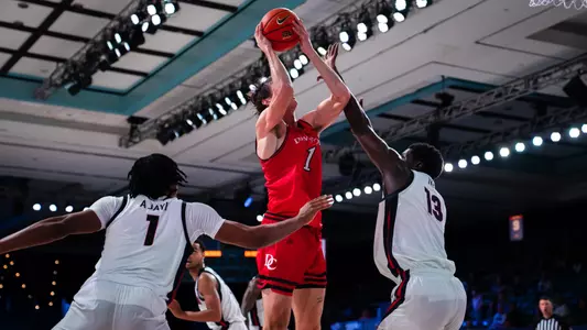 Reed Bailey driving to the basket against No. 3 Gonzaga
