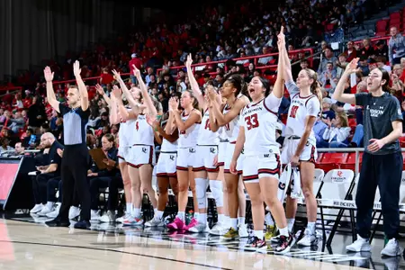 3-point celebration vs. UNC Pembroke