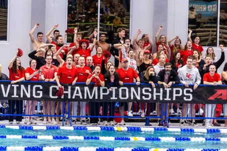 Davidson cheering at A-10 Swim/Dive 2024