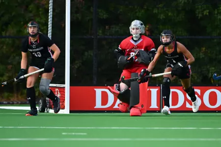 Davidson takes on Richmond in A-10 field hockey action at the Carol Grotnes Belk Turf Field on Friday, October 10, 2025 in Davidson, North Carolina. Credit - Tim Cowie/DavidsonPhotos.com @tjcowie