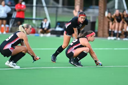 Davidson takes on Richmond in A-10 field hockey action at the Carol Grotnes Belk Turf Field on Friday, October 10, 2025 in Davidson, North Carolina. Credit - Tim Cowie/DavidsonPhotos.com @tjcowie
