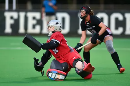 Davidson takes on Richmond in A-10 field hockey action at the Carol Grotnes Belk Turf Field on Friday, October 10, 2025 in Davidson, North Carolina. Credit - Tim Cowie/DavidsonPhotos.com @tjcowie