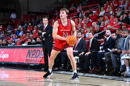 Davidson takes on Saint Louis in A-10 men’s basketball action at Belk Arena on Tuesday, February 25, 2025 in Davidson, North Carolina. Credit - Tim Cowie/DavidsonPhotos.com