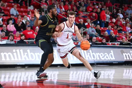 Davidson takes on George Mason in A-10 men’s basketball action at Belk Arena on Saturday, February 01, 2025 in Davidson, North Carolina. Credit - Tim Cowie/DavidsonPhotos.com