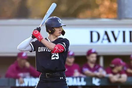 Davidson takes on Lafayette in non-conference baseball action at Wilson Field on Friday, February 28, 2025 in Davidson, North Carolina. Credit - Tim Cowie/DavidsonPhotos.com