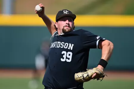 Davidson takes on George Mason in A-10 baseball action at Wilson Field on Friday, May 09, 2025 in Davidson, North Carolina. Credit - Tim Cowie/DavidsonPhotos.com