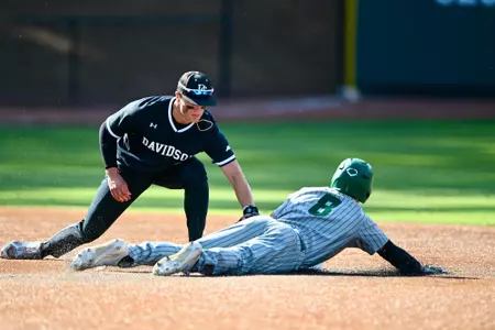 Davidson takes on George Mason in A-10 baseball action at Wilson Field on Friday, May 09, 2025 in Davidson, North Carolina. Credit - Tim Cowie/DavidsonPhotos.com