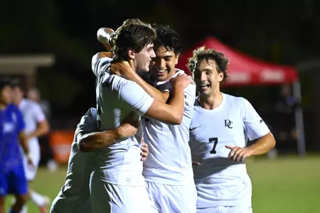 Hampton Hughes celebrates his goal vs Johnson and Wales
