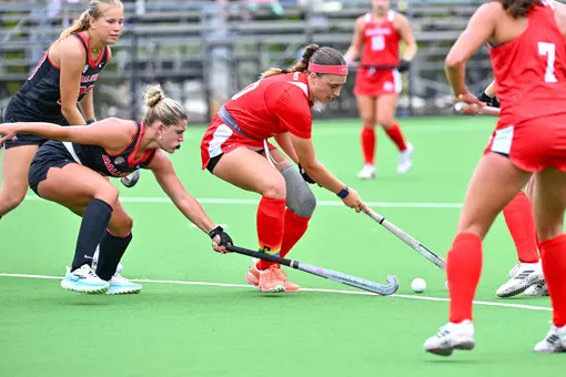 Davidson takes on Ball State in non-conference field hockey action at the Carol Grotnes Belk Turf Field on Sunday, October 04, 2026 in Davidson, North Carolina. Credit - Tim Cowie/DavidsonPhotos.com