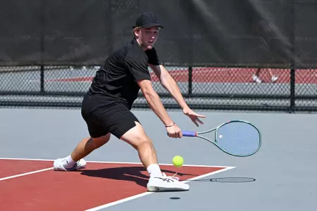 Davidson takes on Saint Louis in A-10 men’s tennis action at the Davidson Tennis Courts on Sunday, March 22, 2026 in Davidson, North Carolina. Credit - Tim Cowie/DavidsonPhotos.com