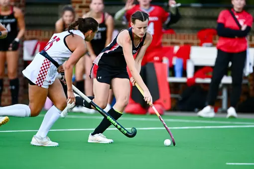 Davidson takes on Richmond in A-10 field hockey action at the Carol Grotnes Belk Turf Field on Friday, October 10, 2025 in Davidson, North Carolina. Credit - Tim Cowie/DavidsonPhotos.com @tjcowie