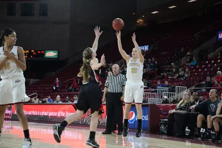Bradley knocks down one of her three 3-point baskets.