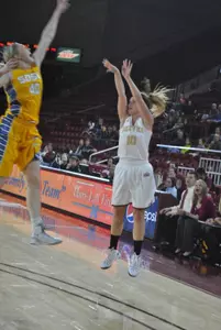Van Riper-Rose launches a 3-pointer during the first half of the Pioneers victory on Wednesday night.