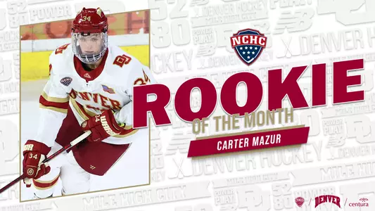 Carter Mazur NCHC Rookie of the Month November 2021 graphic