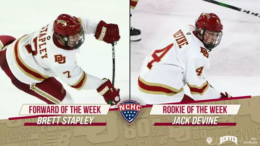 Brett Stapley Jack Devine NCHC Players of the Week 2022 January 3
