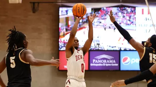 07 NOV 2022: The Denver Pioneers men?s basketball team takes on the Idaho Vandals at Hamilton Gymnasium held at the University of Denver campus in Denver, CO. (Jamie Schwaberow/Clarkson Creative Photography)
