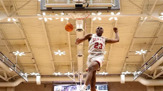 07 NOV 2022: The Denver Pioneers men?s basketball team takes on the Idaho Vandals at Hamilton Gymnasium held at the University of Denver campus in Denver, CO. (Jamie Schwaberow/Clarkson Creative Photography)