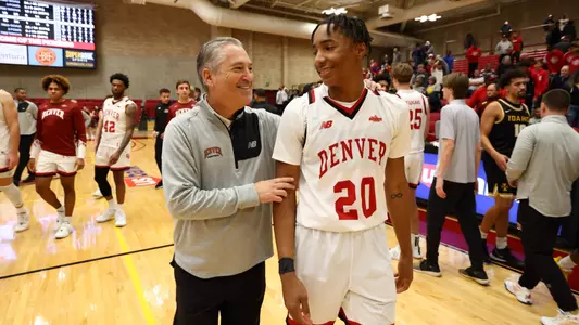 07 NOV 2022: The Denver Pioneers men?s basketball team takes on the Idaho Vandals at Hamilton Gymnasium held at the University of Denver campus in Denver, CO. (Jamie Schwaberow/Clarkson Creative Photography)