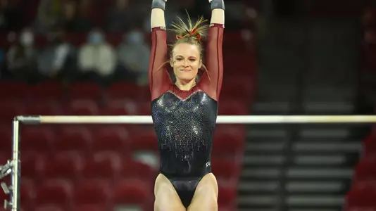 09 JAN 2022: The University of Denver women's gymnastics team takes on the San Jose Stage Trojans at Magness Arena in Denver, CO. C. Morgan Engel/Clarkson Creative Photography