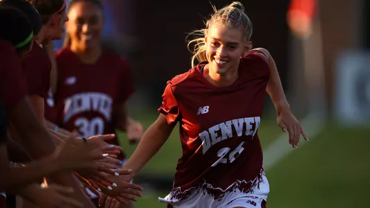 18 AUG 2022: The Denver Pioneers take on the San Diego Toreros at the University of Denver Soccer Stadium in Denver, CO. (Jamie Schwaberow/Clarkson Creative Photography)