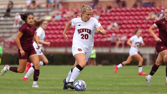 28 AUG 2022: The University of Denver’s women’s soccer team takes on the Arizona State Sun Devils at CIBER Field at the University of Denver Soccer Stadium in Denver, CO. Justin Tafoya/Clarkson Creative Photography