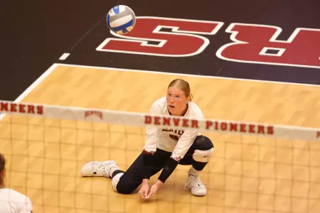 01 SEP 2022: The University of Denver’s women’s volleyball team takes on the Portland Pilots at Hamilton Gymnasium in Denver, CO. C. Morgan Engel/Clarkson Creative Photography