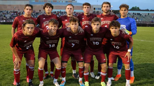 16 SEP 2022: The Denver Pioneers menâ??s soccer team takes on the Portland Pilots at the University of Denver Soccer Stadium in Denver, CO. (C. Morgan Engel/Clarkson Creative Photography)
