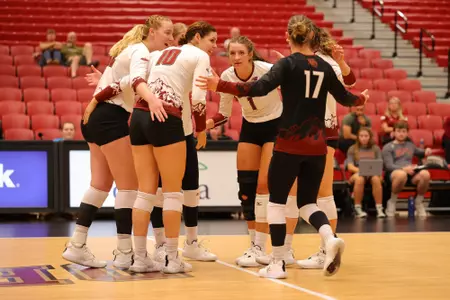 01 SEP 2022: The University of Denverâ??s womenâ??s volleyball team takes on the Portland Pilots at Hamilton Gymnasium in Denver, CO. C. Morgan Engel/Clarkson Creative Photography