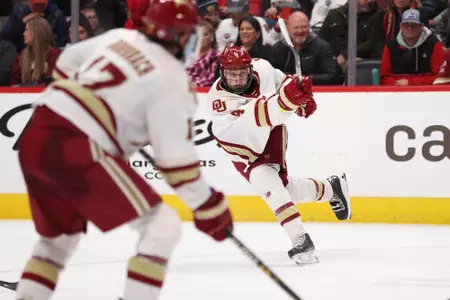 27 JAN 2023: The Denver Pioneers men’s hockey team takes on the Colorado College Tigers at Ball Arena in Denver, CO. (Justin Tafoya/Clarkson Creative Photography)
