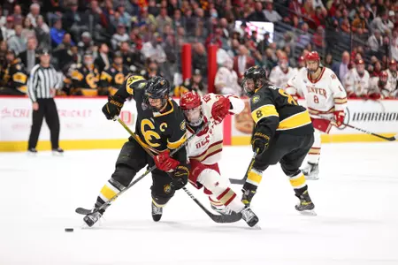27 JAN 2023: The Denver Pioneers against the Colorado College Tigers at Ball Arena in Denver, CO. (C. Morgan Engel/Clarkson Creative Photography)